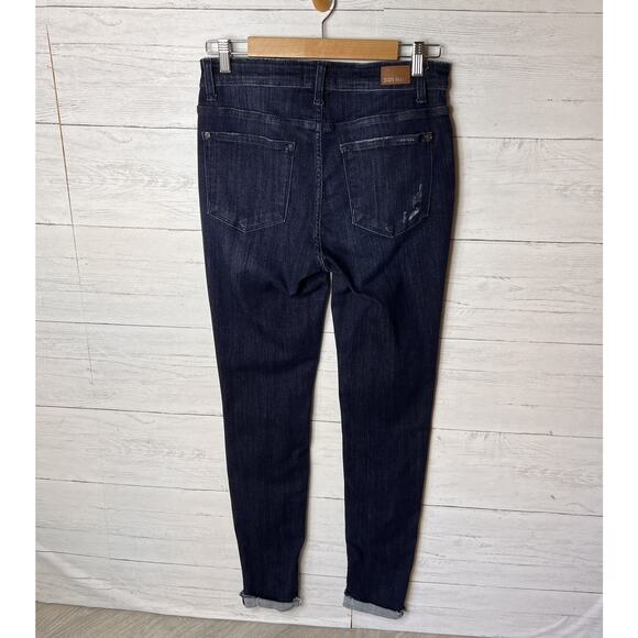 Judy Blue Jeans Womens Size 7/28 Dark Wash Skinny Fit Distressed Cotton Blend - Picture 13 of 16